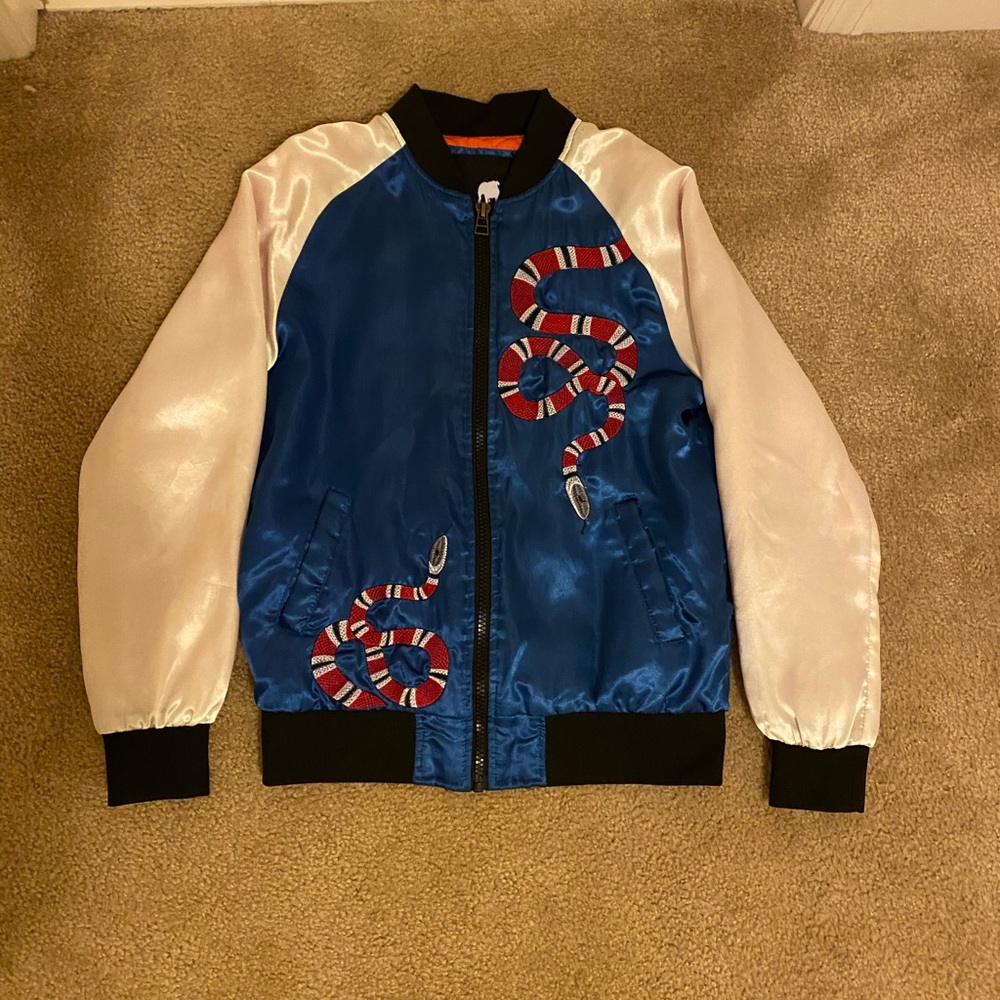 American Stitch Satin Snake Bomber Jacket